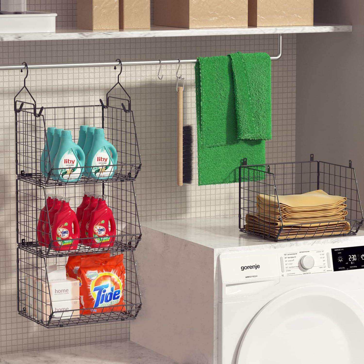 壁挂厨房置物架多层可折叠落地水果蔬菜收纳家用多功能衣柜挂篮