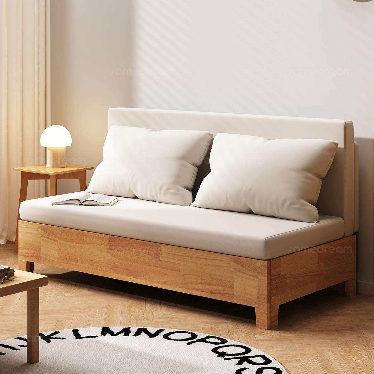 实木沙发床多功能两用可折叠床小户型客厅书房伸缩单双人新款沙H^