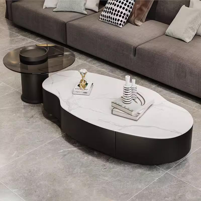 家用小户型轻奢岩板茶几组合沙发极简茶几桌意式现代简约客厅边几