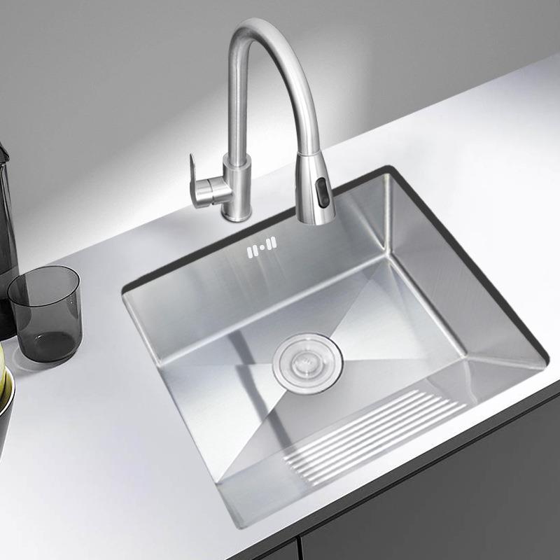 家用阳台洗衣盆带搓板SUS304不锈钢单槽台下手工洗衣池小号洗手台