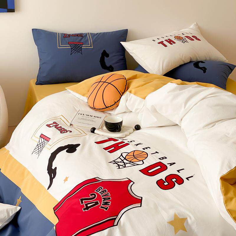 高端A类水洗棉四件套2024新款清新可爱卡通儿童床单被套床品4件套