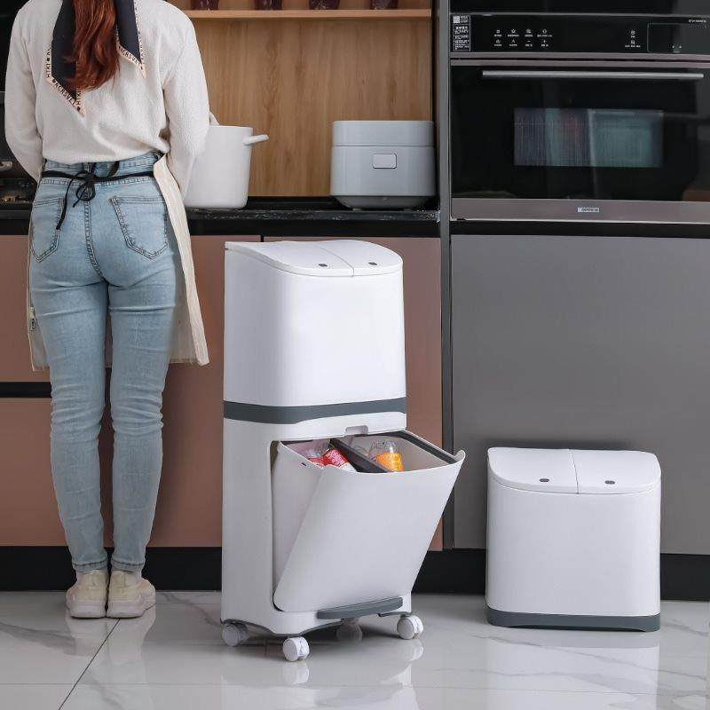 垃圾分类垃圾桶家用双层厨房可移动带轮垃圾箱高矮干湿分离,纺织面料/辅料/配套,纺织机械配件,淘宝优惠券,粉丝福利购,淘宝优惠卷