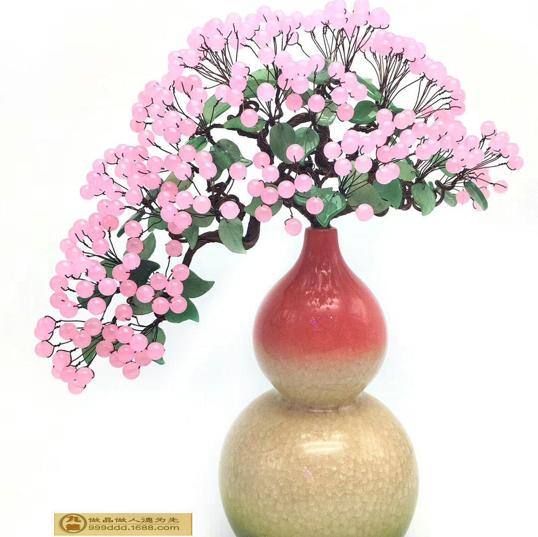 彩色葫芦粉晶陶瓷花瓶摆件