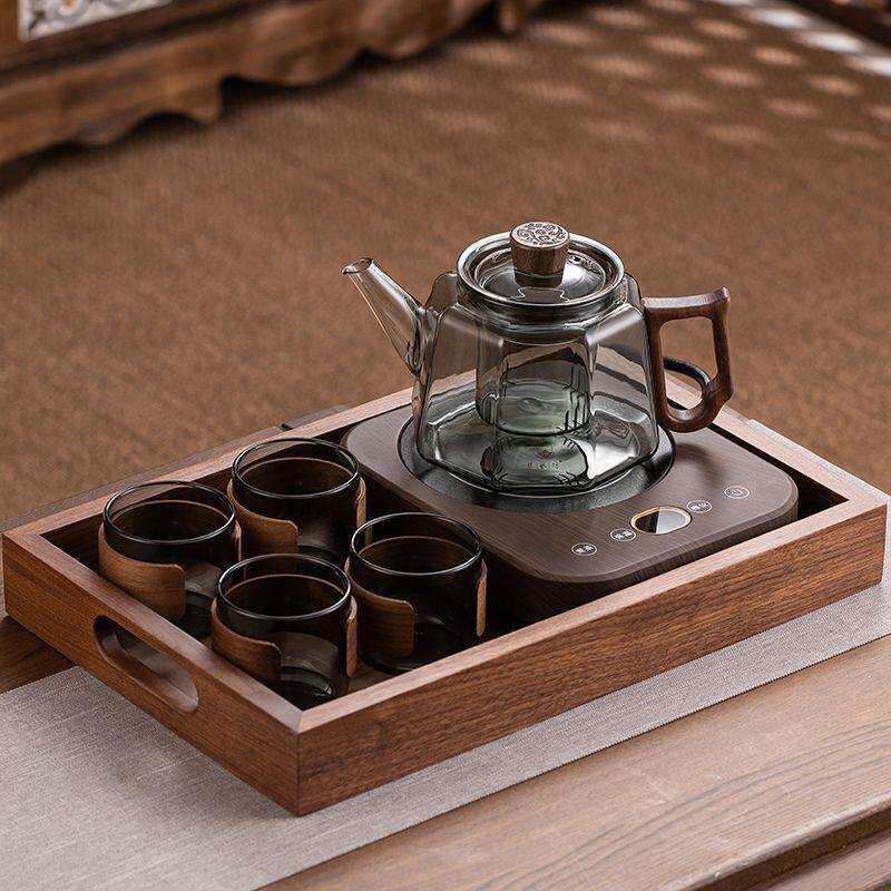 2026新款电陶炉玻璃煮茶壶套装煮茶器把高温过滤泡茶壶耐热木加厚