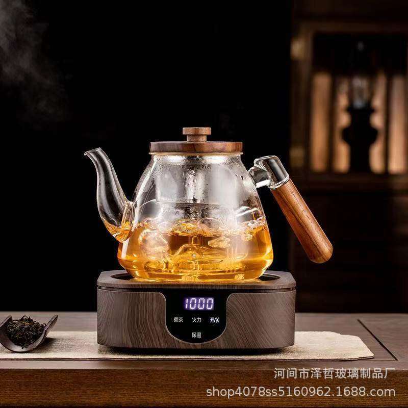 新款高硼硅玻璃蒸煮一体煮茶器套装家居办公加厚煮茶壶蒸茶壶
