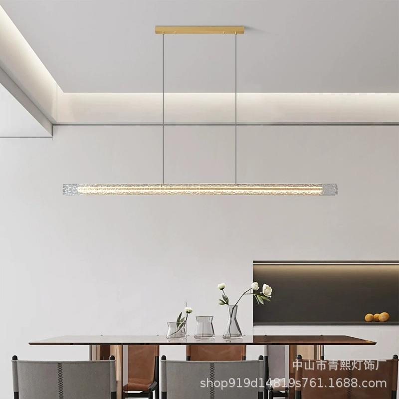 意式极简现代简约全铜玻璃餐厅吊灯长条意式极简轻奢饭厅岛台灯具