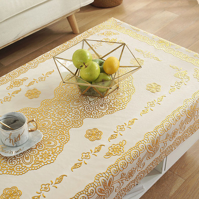 茶几桌布防水防油免洗烫金塑料长方形茶几垫防尘客厅台布桌垫