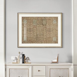 入户玄关装饰画现代简美客厅饭厅单幅挂画覆古中古风抽象大气壁画