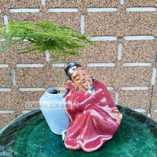 盆景 人物功夫鲁智深李白醉酒石湾公仔 陶瓷人偶假山配饰春苗