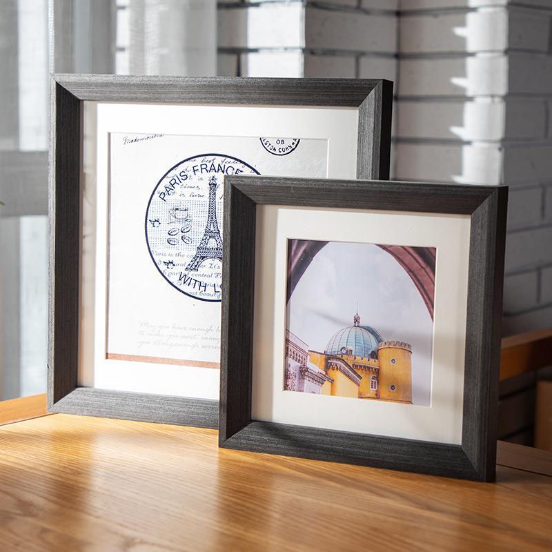 简约松木实木民宿风正方形挂墙画框diy框架宣纸书法装裱工厂