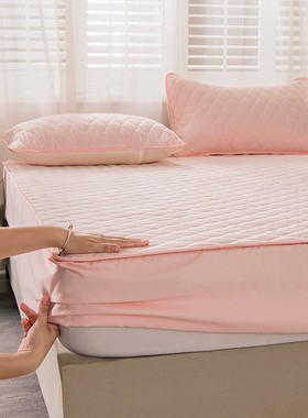 床笠罩单件防水夹棉网红隔尿2021新款四季通用磨毛防滑床罩冬款天