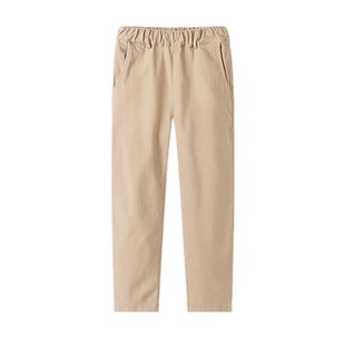 儿童浅卡其色长裤子男童女童纯棉春秋款学生大童藏青米色校服裤