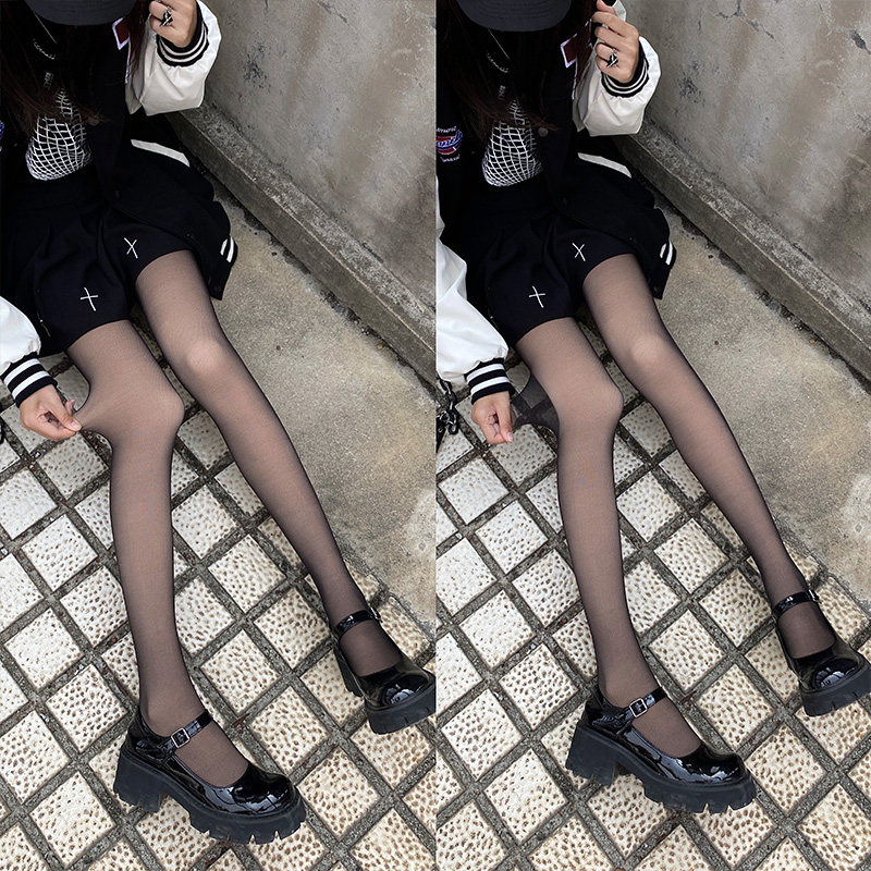 夜间教习室黑色打底袜女秋季丝袜加厚加绒黑丝光腿神器秋冬假透肉