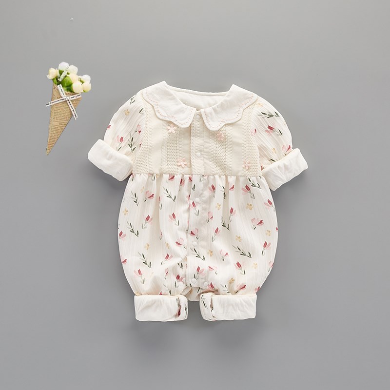 新生婴儿衣服春装女宝宝连体衣春秋款公主洋气0一3满月春季外出服