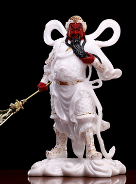 伽蓝韦陀护法神像 汉白玉韦陀菩萨摆件供奉关公像 镇宅招财武财神