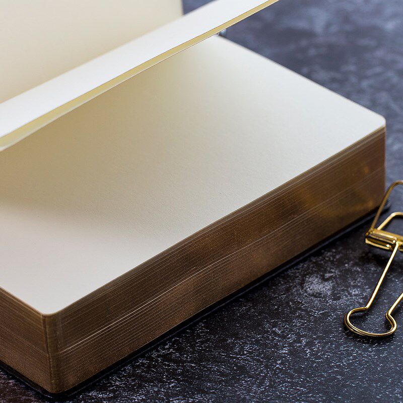 简约欧式复古加厚笔记本子金边皮面古风空白本皮质白纸创意记事本