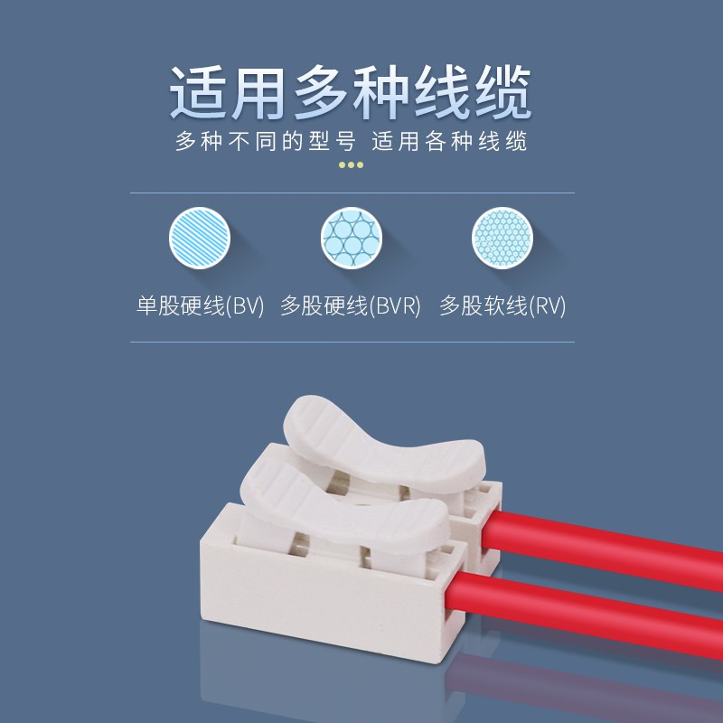 2位接线端子家用按压式二进二出快速连接器灯具直通对接柱50只装