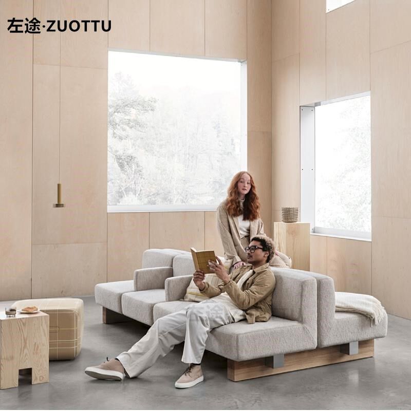 北欧简约家用客厅直排大平层布艺沙发创意美容院咖啡厅卡座组合