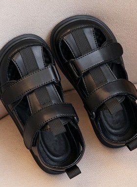 儿童凉鞋男童20k25新款夏款男宝鞋子夏季包头运动凉鞋黑色夏凉夏