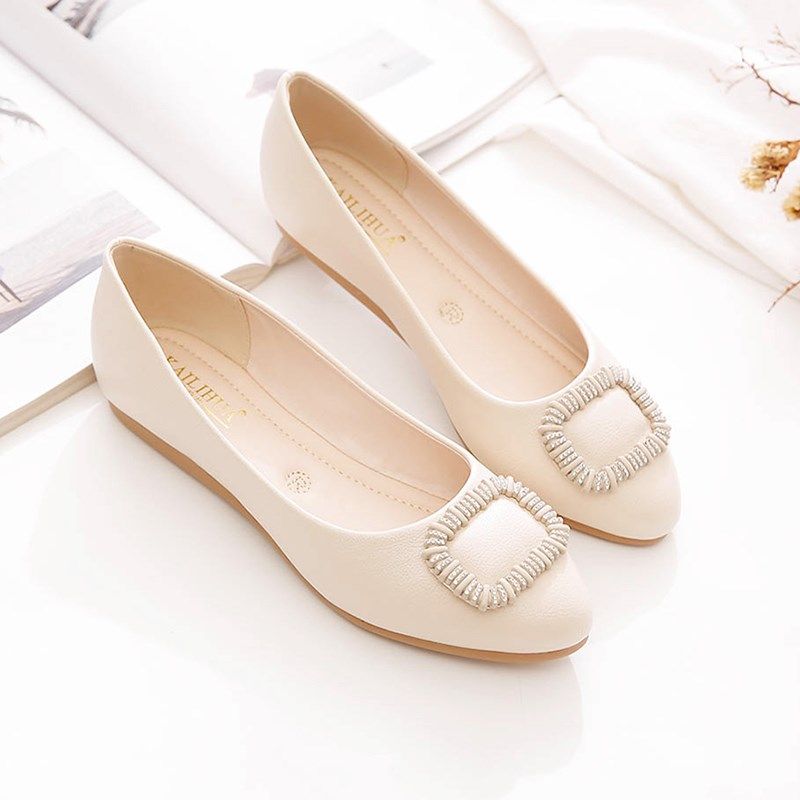 平底鞋女2025新款春秋女鞋w百搭浅口豆豆鞋夏妈妈鞋子软皮软底单,女鞋,浅口单鞋,淘宝优惠券,粉丝福利购,淘宝优惠卷