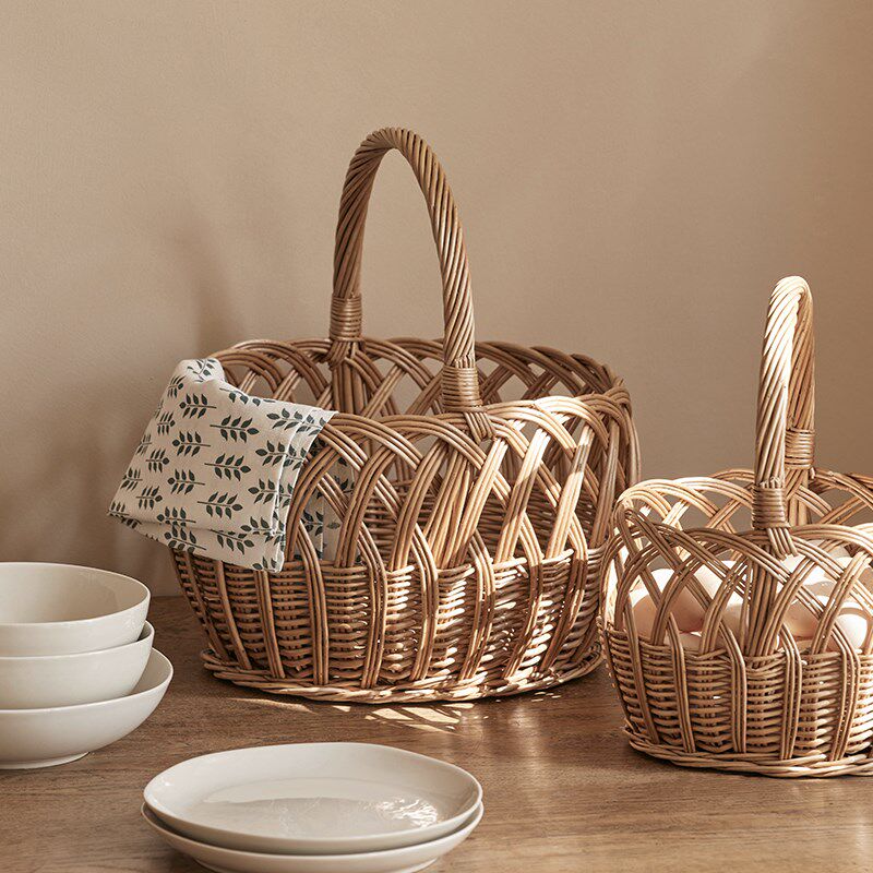 日式柳编手提篮储物筐野餐篮鸡蛋水果篮子O花篮收纳筐藤编收纳篮,收纳整理,其他收纳篮,淘宝优惠券,粉丝福利购,淘宝优惠卷