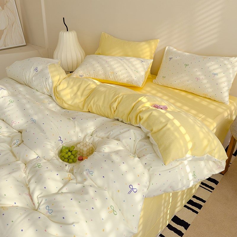 2025b新款夏季双层纱床上四件套学生宿舍床单被套三件套非全棉,床上用品,床品套件/四件套/多件套,淘宝优惠券,粉丝福利购,淘宝优惠卷