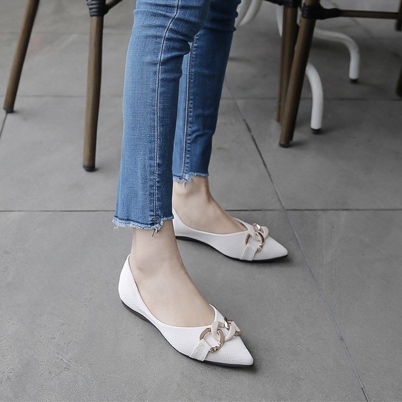 尖头单鞋女平底2024新款春秋季百搭瓢鞋夏浅口黑色淑女Z软底豆豆,女鞋,浅口单鞋,淘宝优惠券,粉丝福利购,淘宝优惠卷