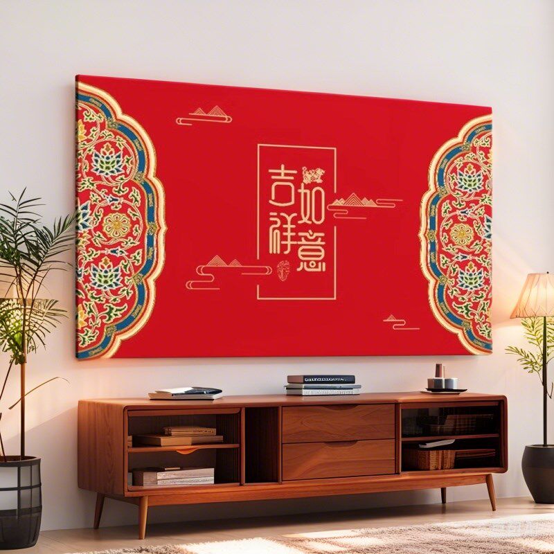 电视机防尘罩新款75寸65寸55寸高级感全包液晶挂壁式家用红色盖布