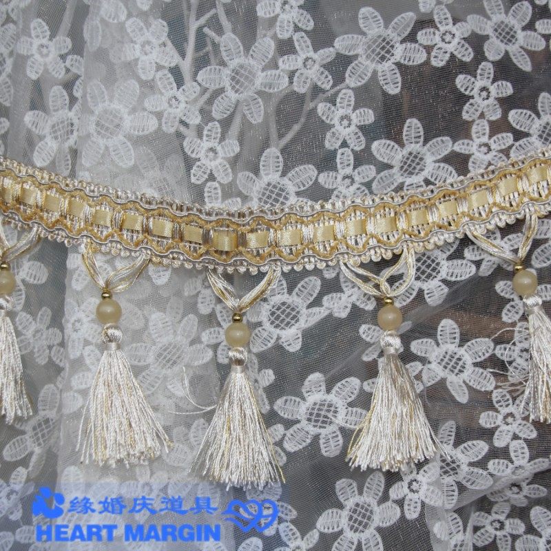 金色婚庆背景布流苏装饰12.5米一版婚礼花边装饰纱窗Y蔓吊穗吊须