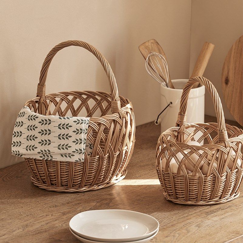 日式柳编手提篮储物筐野餐篮鸡蛋水G果篮子花篮收纳筐藤编收纳篮,收纳整理,其他收纳篮,淘宝优惠券,粉丝福利购,淘宝优惠卷