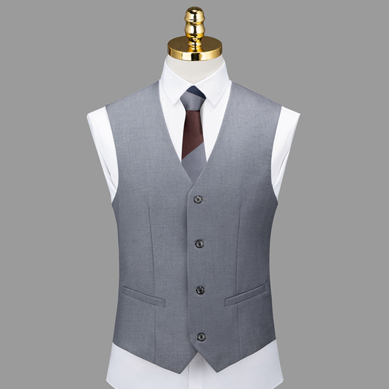 新款男士西装马甲灰色春秋季新郎背心结婚礼服修身休闲西服马夹男