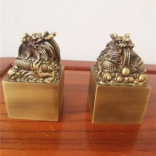 道用品铜盘龙印仿古铜印道经师宝印单面印黄铜鸟篆道经师宝铜印