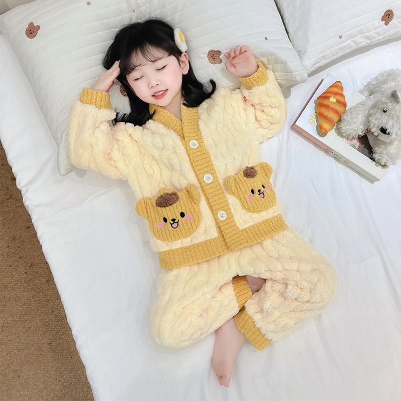 女童珊瑚绒睡衣秋冬款保暖加厚女孩女宝立领儿童法兰绒家居服套装,童装/婴儿装/亲子装,家居服套装,淘宝优惠券,粉丝福利购,淘宝优惠卷