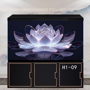 新款 鱼缸莲花系列背景贴纸背景画正面带胶缸外鱼缸贴尺寸定制
