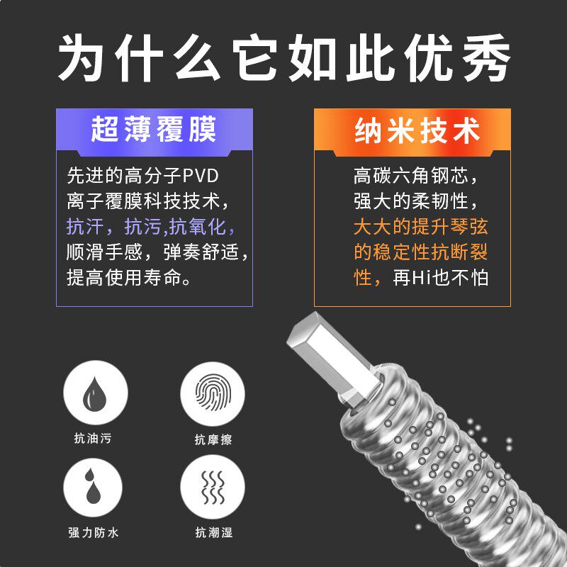 路狗琴弦电吉他弦线全套镀镍镀膜防锈一套6根电吉他琴弦一弦套装