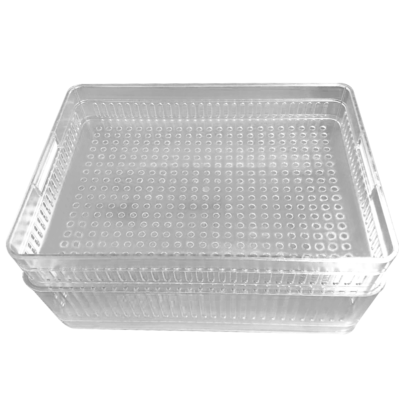 透明PC贝壳框抗摔抗裂海鲜筛水产养殖篓塑料架子方形双层周转箱