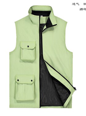 多口袋广告工作服志愿者马甲背心定制超市团体快递马夹印logo绣字