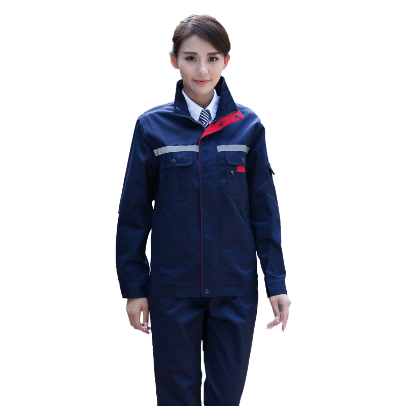 春秋季长袖工作服男反光条套装工地工厂汽修装修女上衣定制劳保服