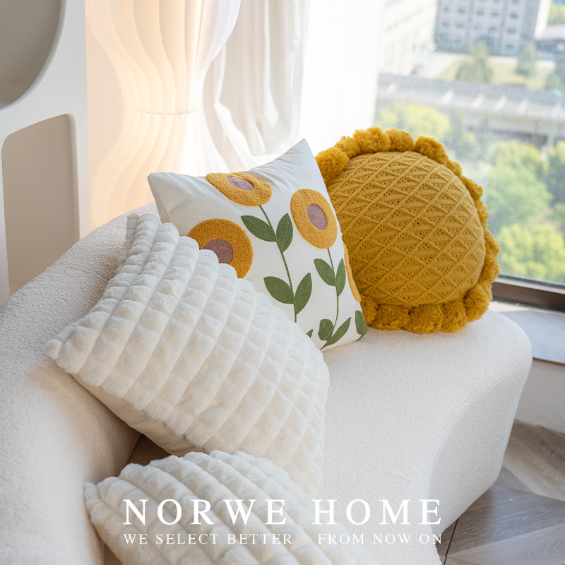 抱枕向日葵花朵田园风枕套枕芯客厅沙发靠枕靠背靠腰飘窗床头靠垫