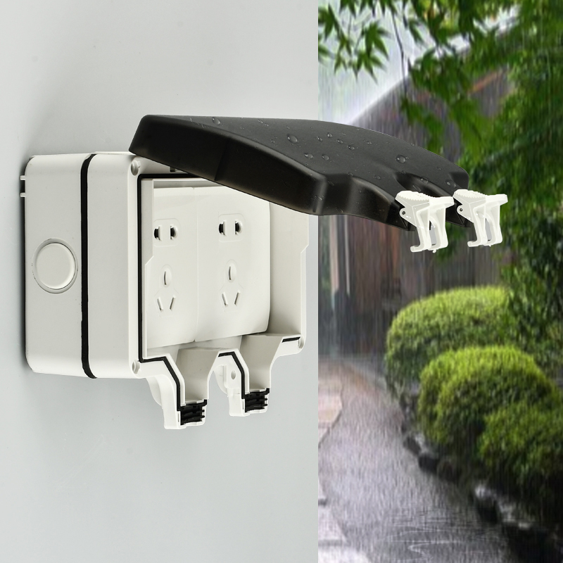 Puxi防水开关插座户外多孔防雨电源插座面板明装一体式插座保护盖