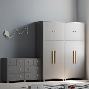 可比熊实木美式斗柜简约儿童房卧室靠墙床头八斗柜宝宝抽屉收纳柜