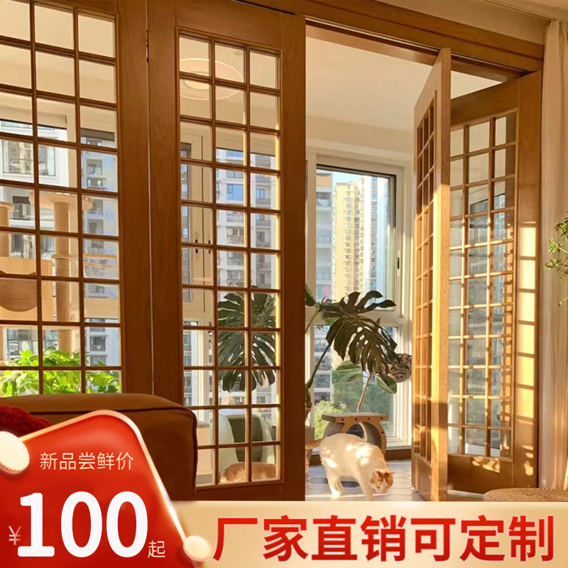 厨房门书房推拉门阳台隔断门玻璃门法式I双开门卧室门实木门圆弧