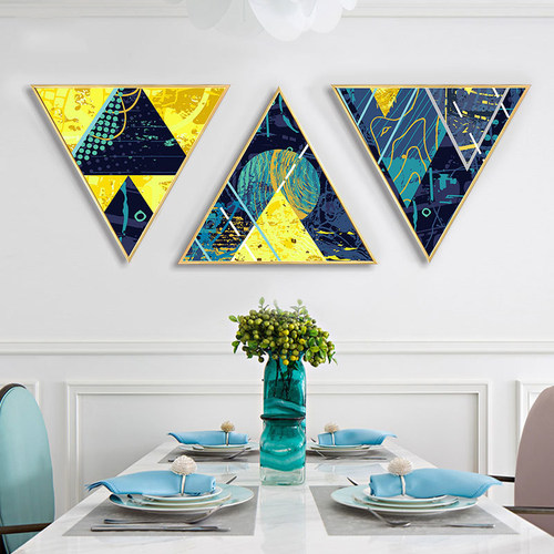 几何之趣 客g厅装饰画三角形沙发背景墙月夜壁画抽象玄关走廊挂画