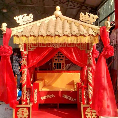 金箔花轿凤辇汉唐明制婚礼木雕描金步撵中式八R擡大轿十六擡仿古