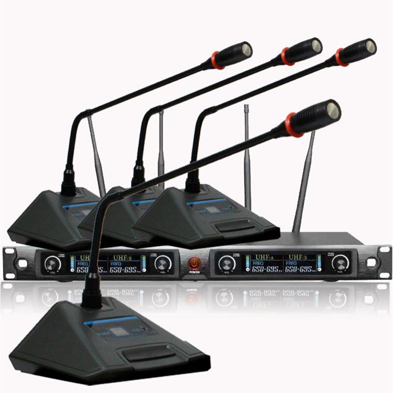 无线话筒一拖四麦l克风开会会议话筒数字调频4个鹅颈桌面讲话杆式