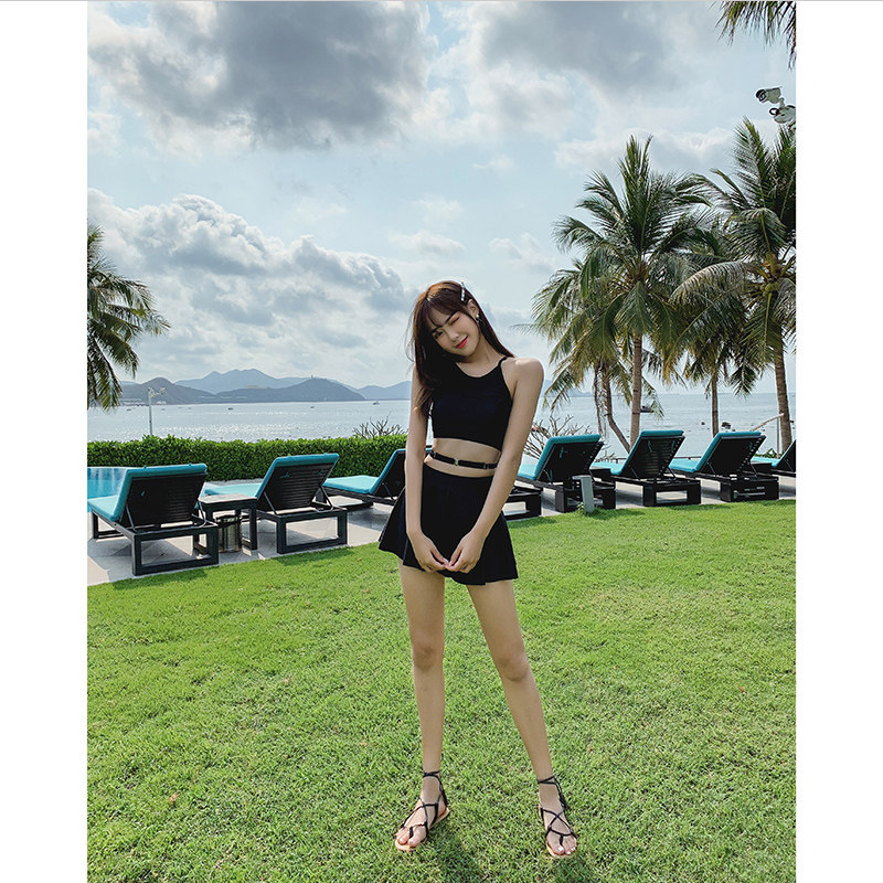 2021新款时尚遮肚显瘦泳衣女温泉韩国ins三件套裙式Y分体保守泳装