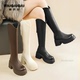 不过膝v口长筒靴女2025秋冬新款 骑士靴小个子ins增高瘦瘦靴潮流