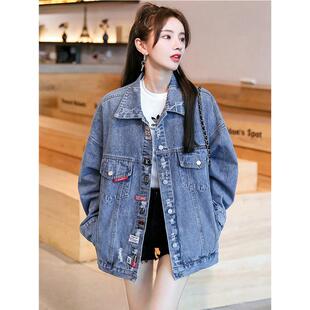 2025新款开春美式牛仔外套女装春秋学生宽松百搭工装夹克休闲上衣