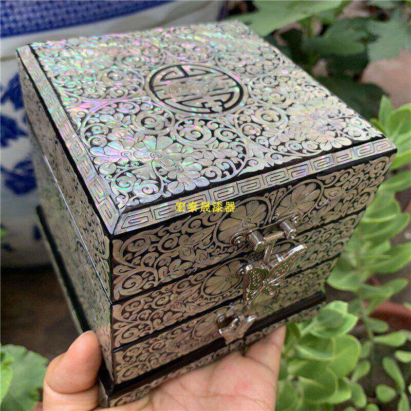 螺钿鲍鱼贝壳漆器首饰盒 工艺礼品摆饰装饰品 珠宝包装盒 收纳盒