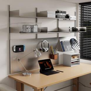 书格有物不锈钢墙上置物架多功能桌面书架展示架金属洞洞板收纳层